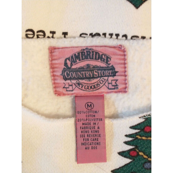 Vintage Women's Raw Hem Christmas Sweatshirt Medium Slouchy 70s Fun Holiday - Picture 3 of 10